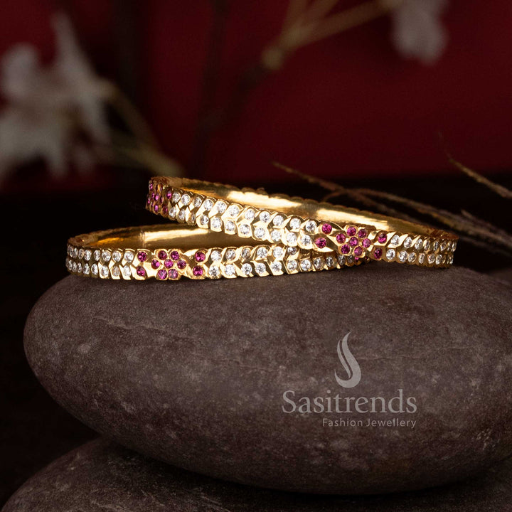 Guaranteed 24 Carat Impon Micro Gold Plated Bangles with sparkling American Diamond craftsmanship - Sasitrends