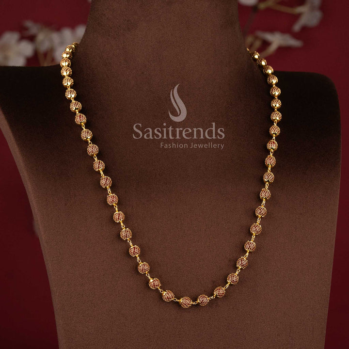 Traditional mesh chain necklace featuring a round pearl-accented pendant design - Sasitrends 