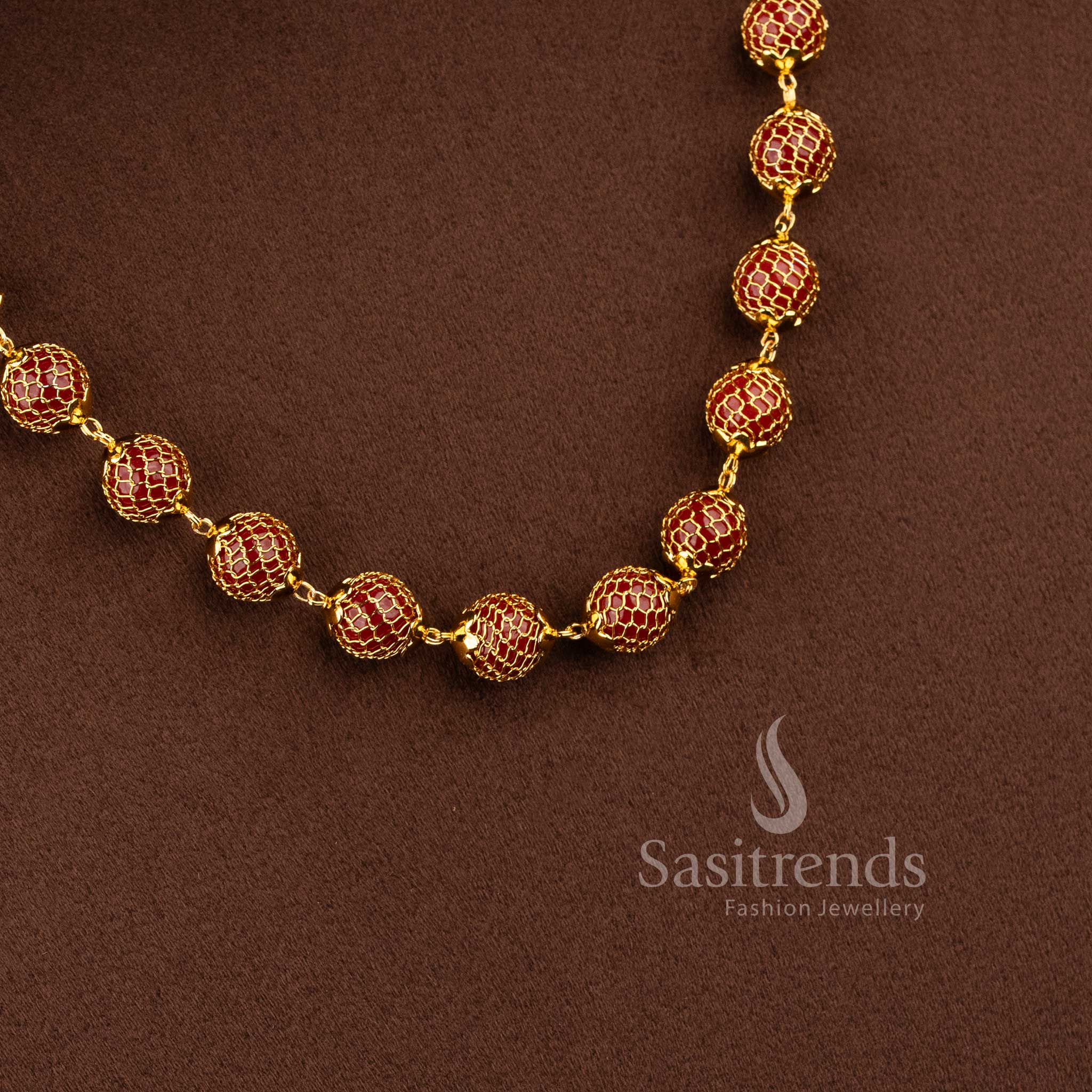 Guaranteed micro gold plated necklace with grand circular pendant and pearl accents - Sasitrends