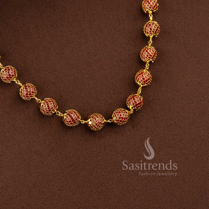 Guaranteed micro gold plated necklace with grand circular pendant and pearl accents - Sasitrends