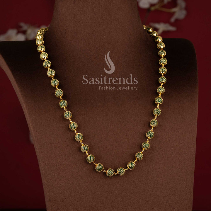Guaranteed micro gold plated necklace with grand circular pendant and pearl accents - Sasitrends
