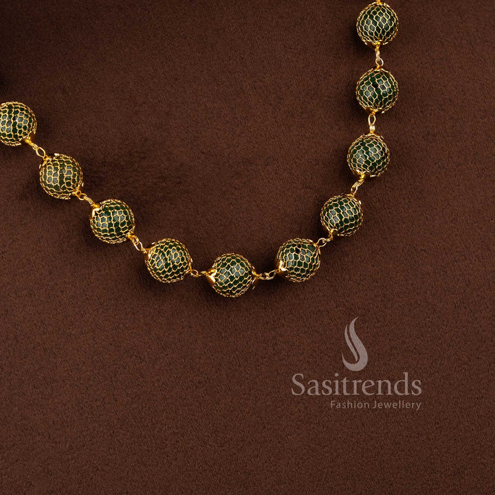 Guaranteed micro gold plated necklace with grand circular pendant and pearl accents - Sasitrends
