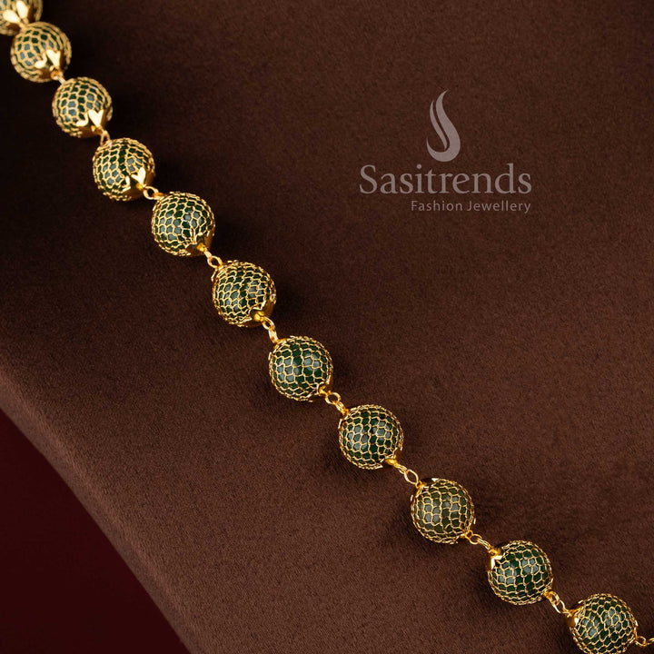 Guaranteed micro gold plated necklace with grand circular pendant and pearl accents - Sasitrends