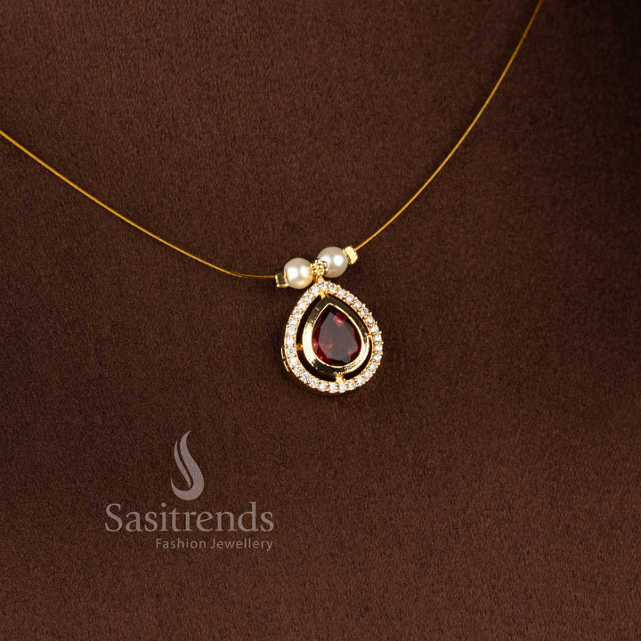 Traditional and festive wear AD necklace set with luxurious 24K micro gold plated finish - Sasitrends.