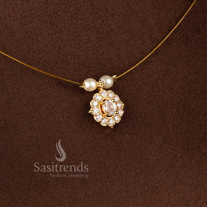 Premium invisible setting necklace featuring sparkling American Diamond stone craftsmanship - Sasitrends.