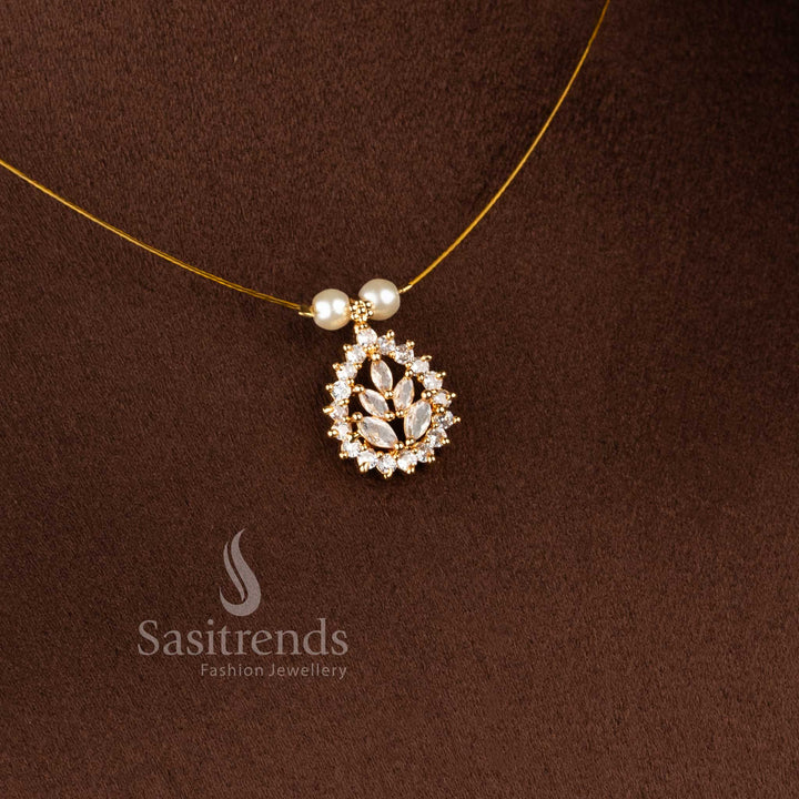 Traditional and festive wear AD necklace set with luxurious 24K micro gold plated finish - Sasitrends.