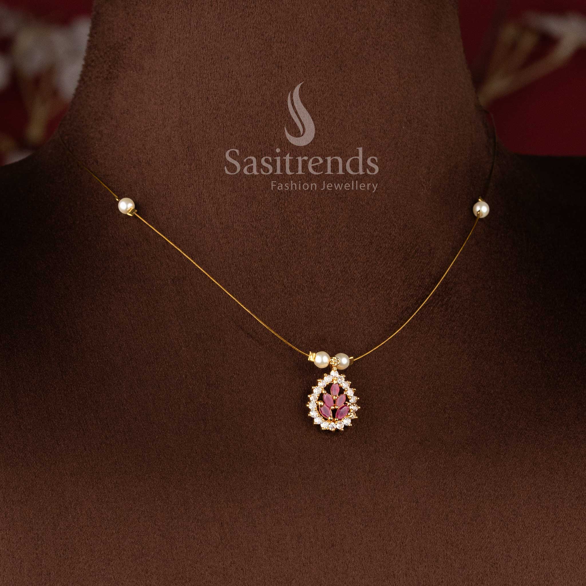 Statement Invisible AD necklace jewellery set crafted for weddings, receptions and festive occasions - Sasitrends