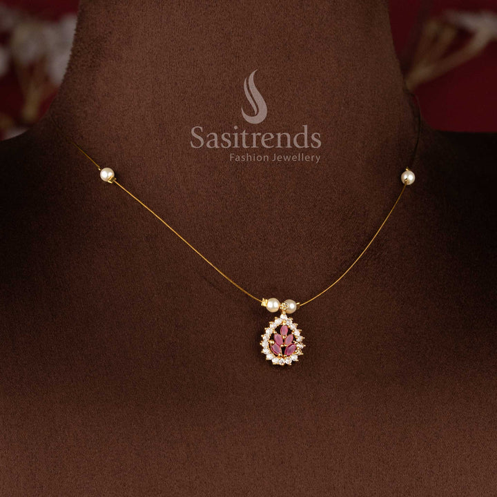 Statement Invisible AD necklace jewellery set crafted for weddings, receptions and festive occasions - Sasitrends