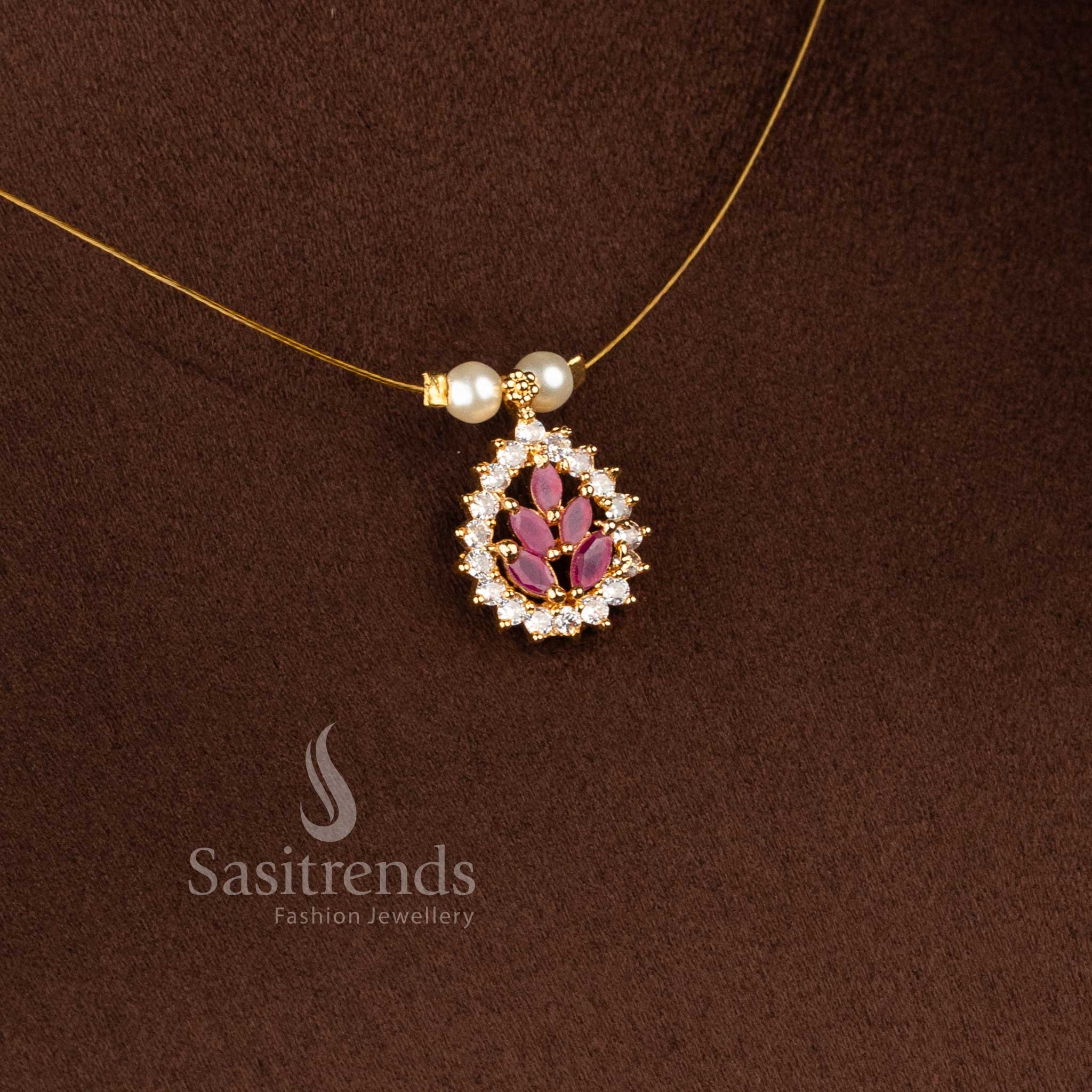 Statement Invisible AD necklace jewellery set crafted for weddings, receptions and festive occasions - Sasitrends