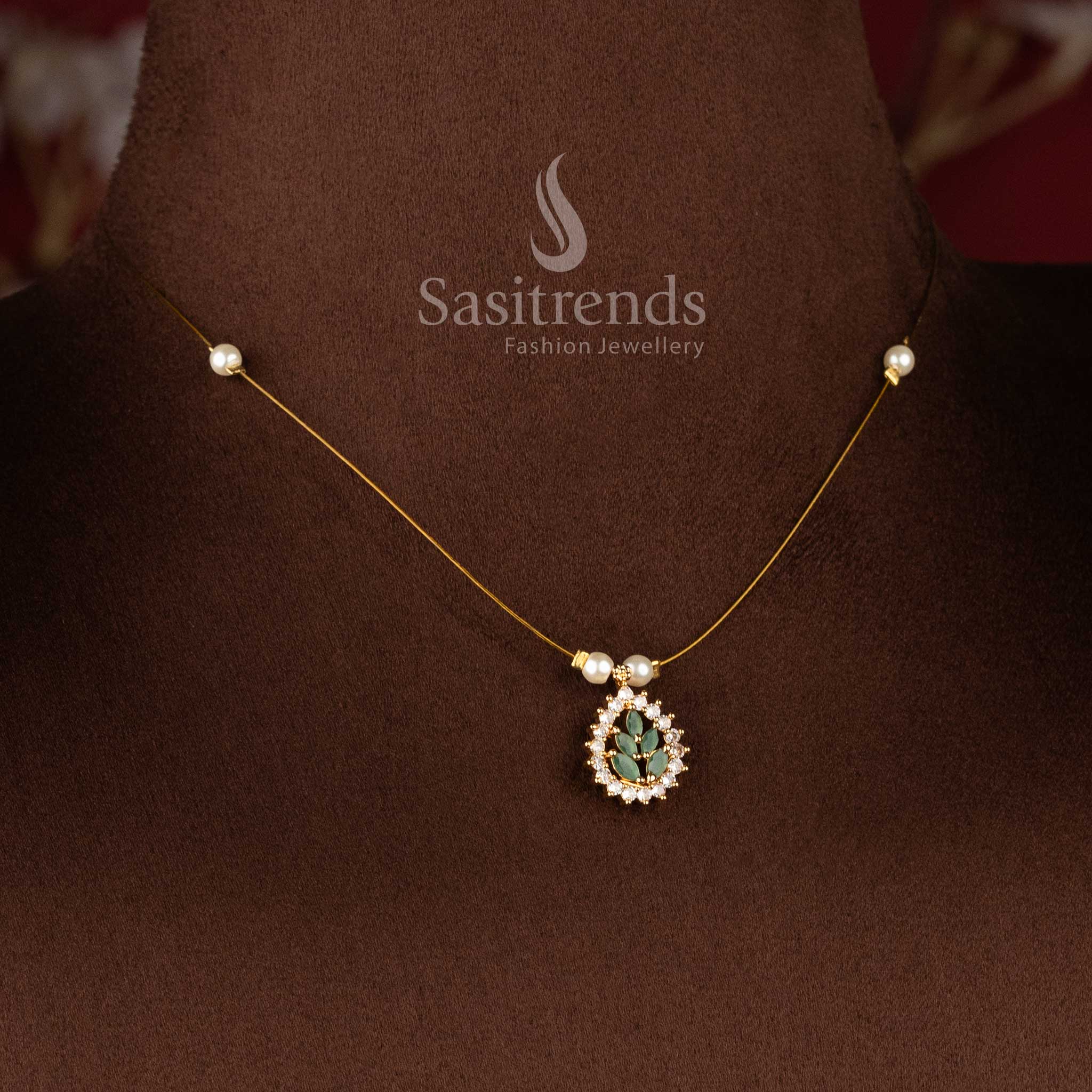 Elegant styling wear American Diamond Necklace Set with brilliant invisible setting and premium craftsmanship - Sasitrends