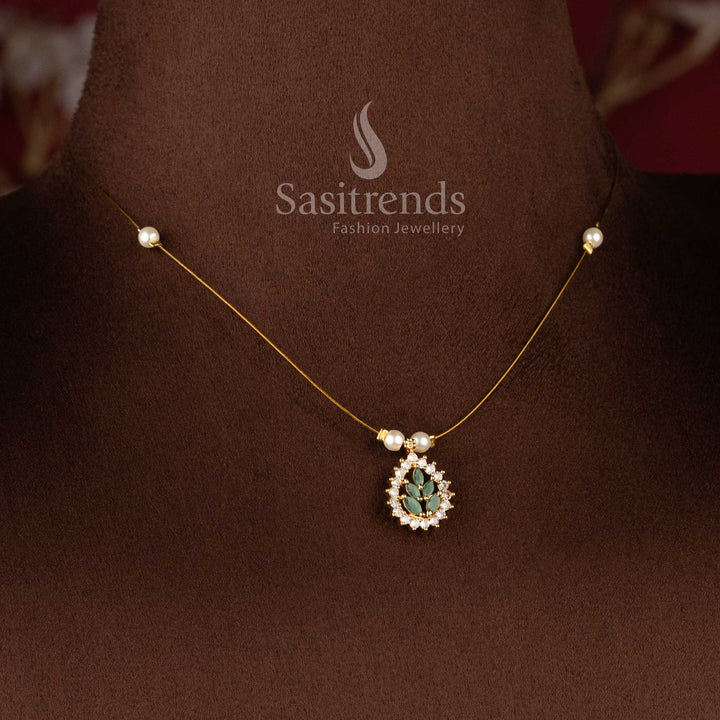 Elegant styling wear American Diamond Necklace Set with brilliant invisible setting and premium craftsmanship - Sasitrends