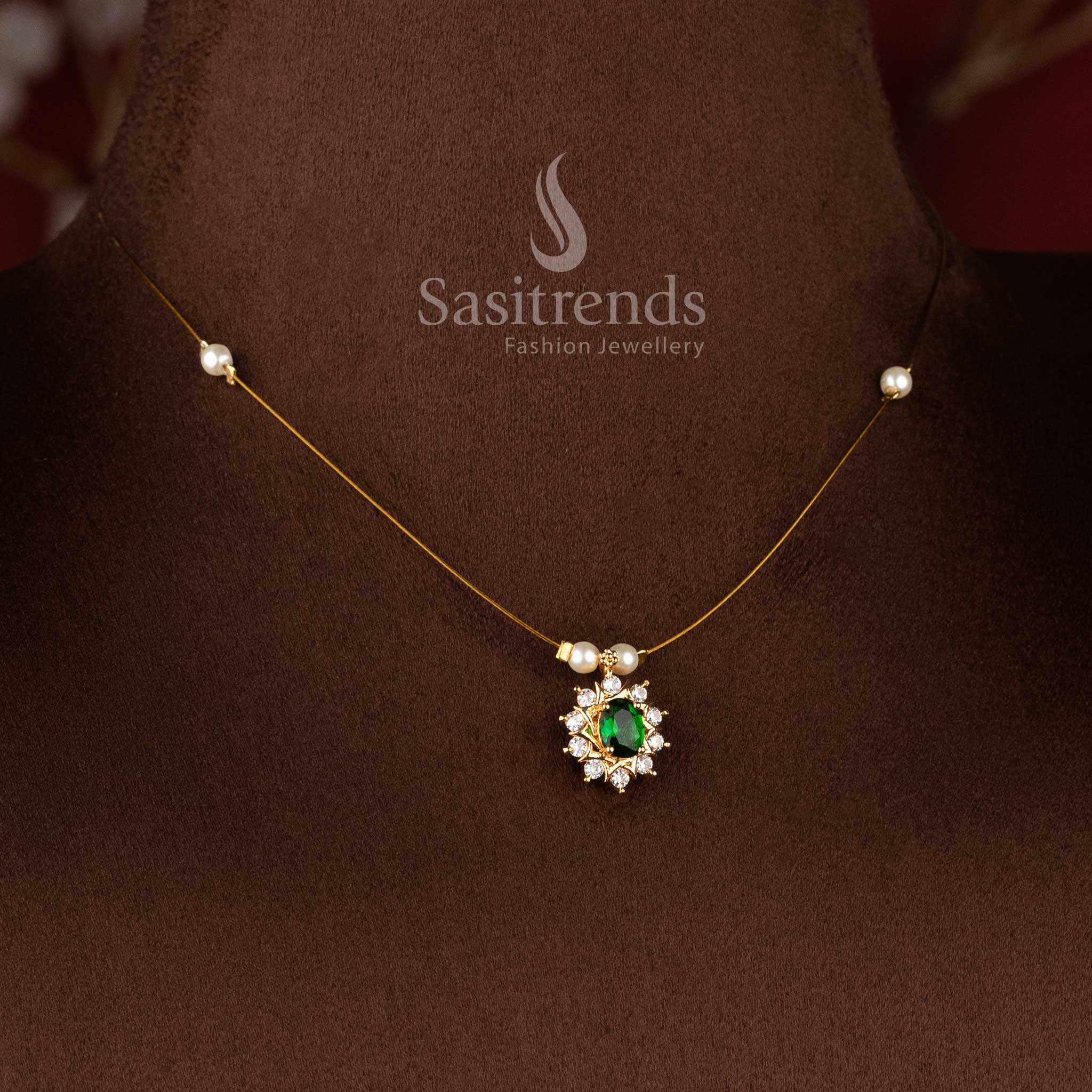 Elegant styling wear American Diamond Necklace Set with brilliant invisible setting and premium craftsmanship - Sasitrends
