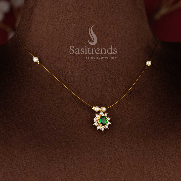 Elegant styling wear American Diamond Necklace Set with brilliant invisible setting and premium craftsmanship - Sasitrends