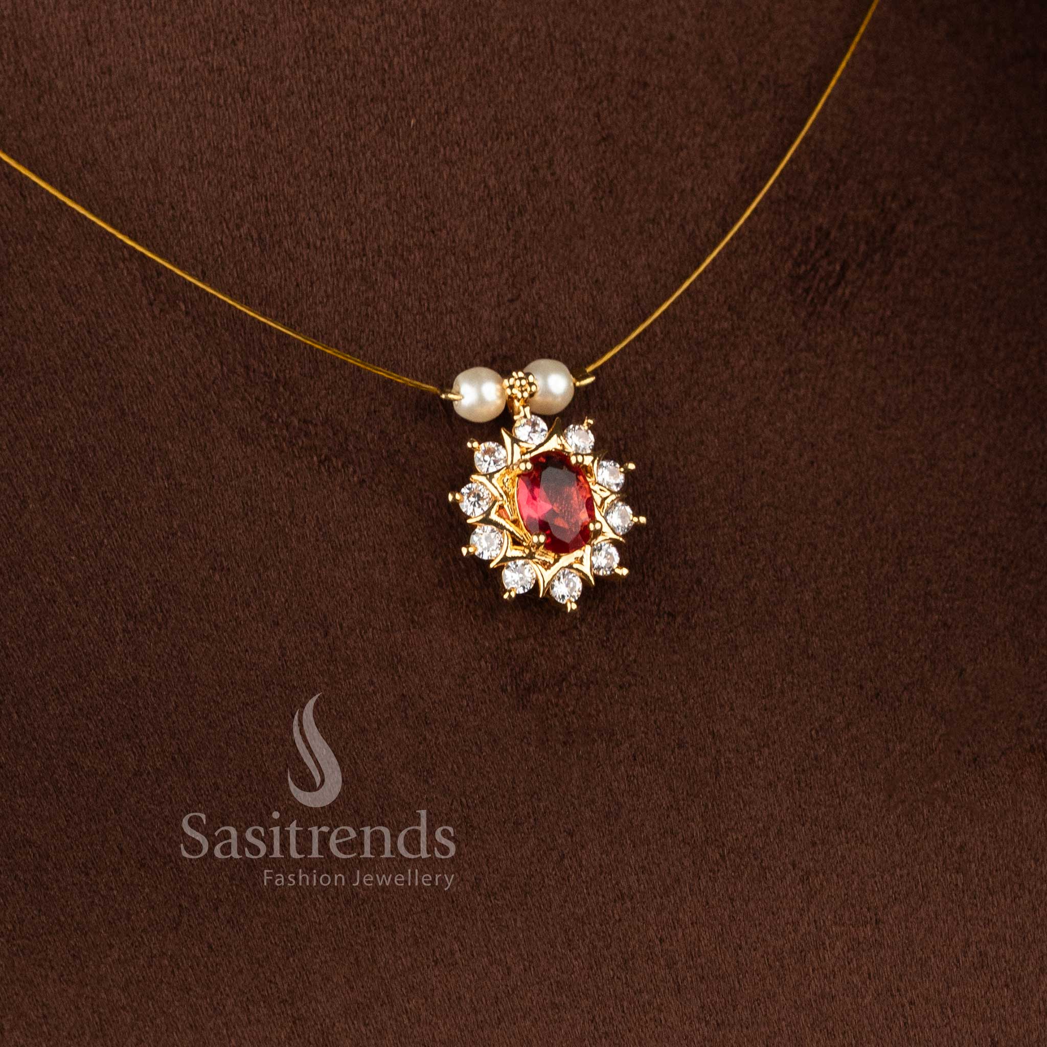 Elegant styling wear American Diamond Necklace Set with brilliant invisible setting and premium craftsmanship - Sasitrends