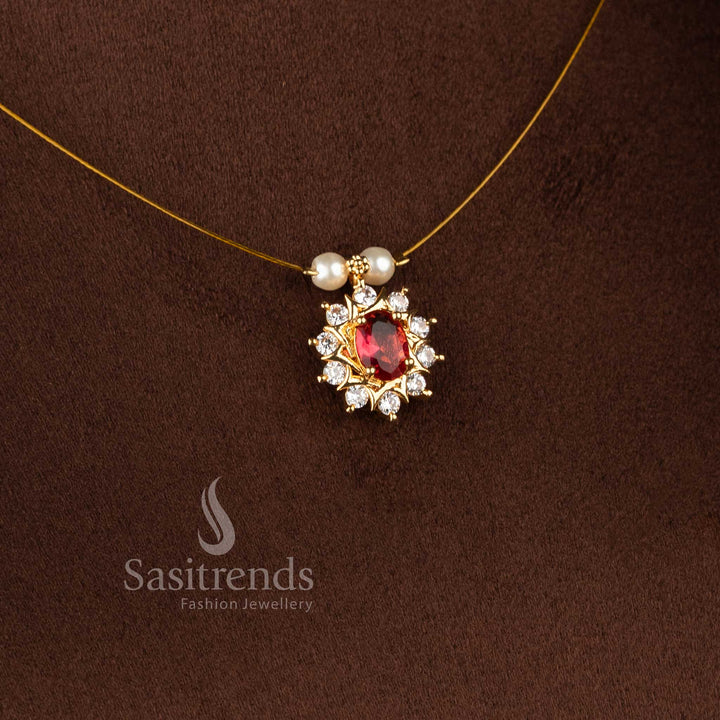 Elegant styling wear American Diamond Necklace Set with brilliant invisible setting and premium craftsmanship - Sasitrends