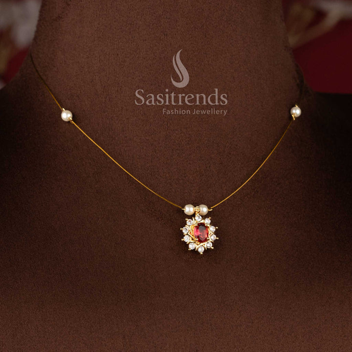 Elegant styling wear American Diamond Necklace Set with brilliant invisible setting and premium craftsmanship - Sasitrends