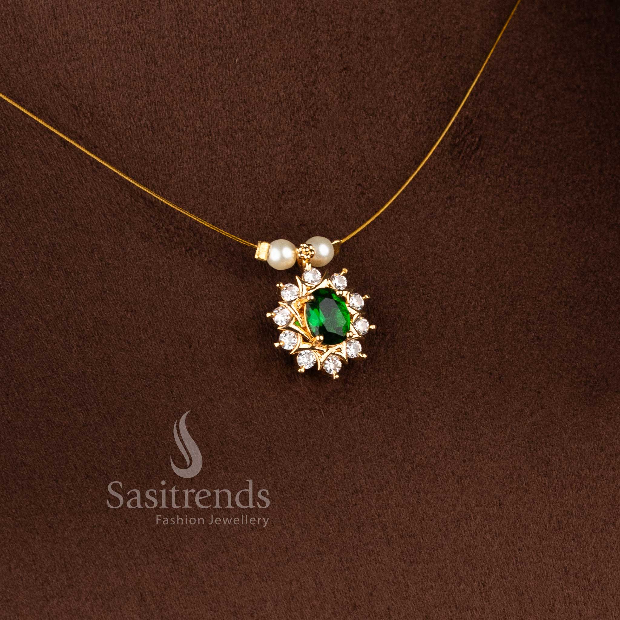 Elegant styling wear American Diamond Necklace Set with brilliant invisible setting and premium craftsmanship - Sasitrends