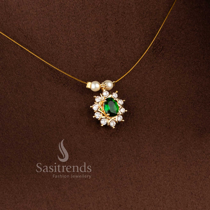 Elegant styling wear American Diamond Necklace Set with brilliant invisible setting and premium craftsmanship - Sasitrends