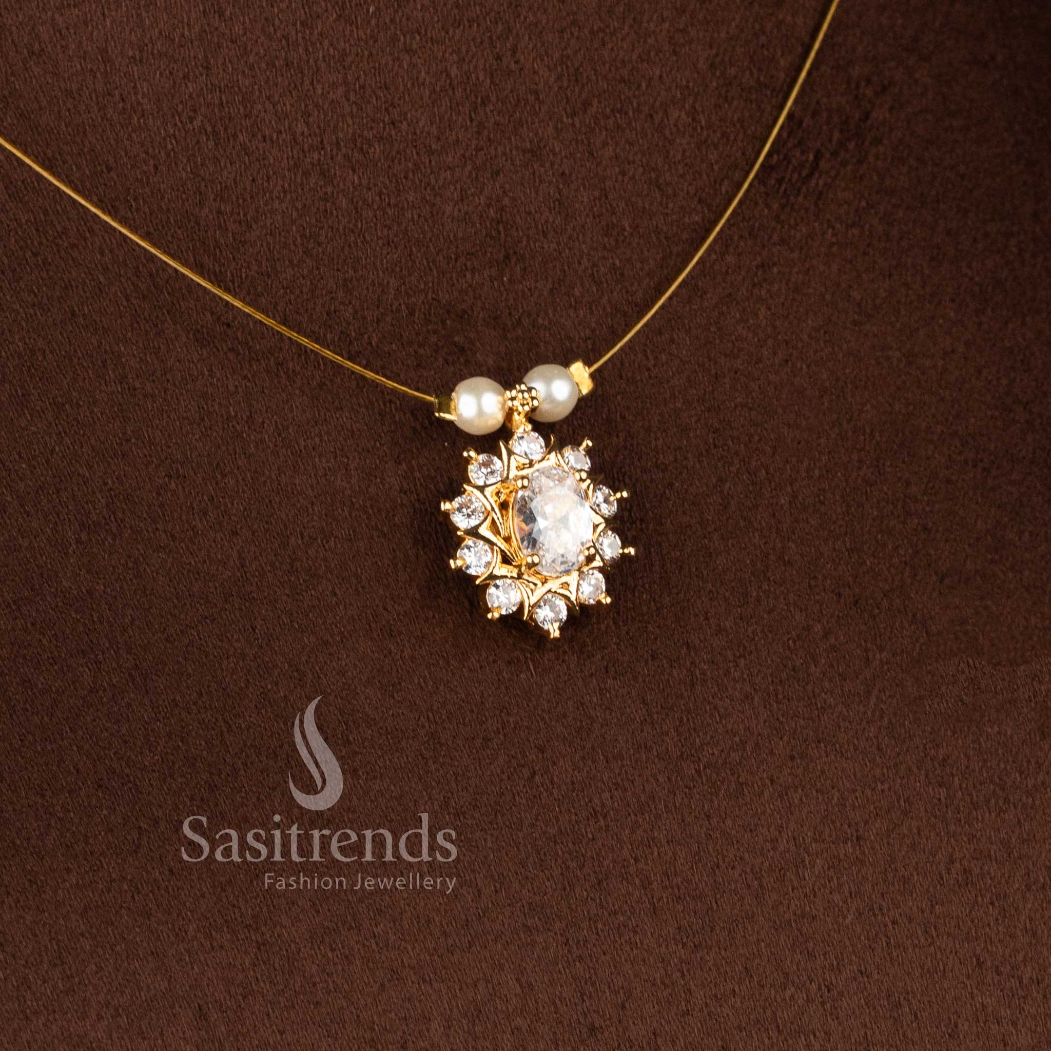 Elegant styling wear American Diamond Necklace Set with brilliant invisible setting and premium craftsmanship - Sasitrends