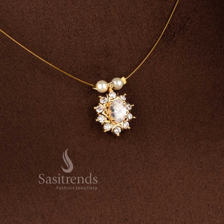Elegant styling wear American Diamond Necklace Set with brilliant invisible setting and premium craftsmanship - Sasitrends