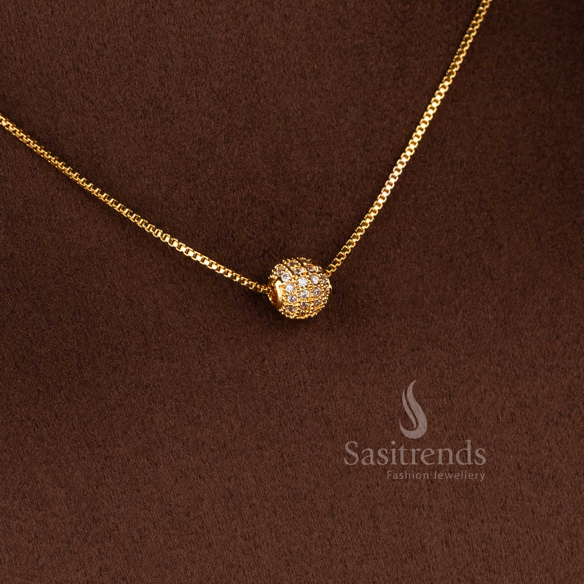 Micro Gold Plated AD Ball Chain Necklace with Real Gold Look Finish for Women, Elegant Daily Wear and Party Wear Jewellery - Sasitrends