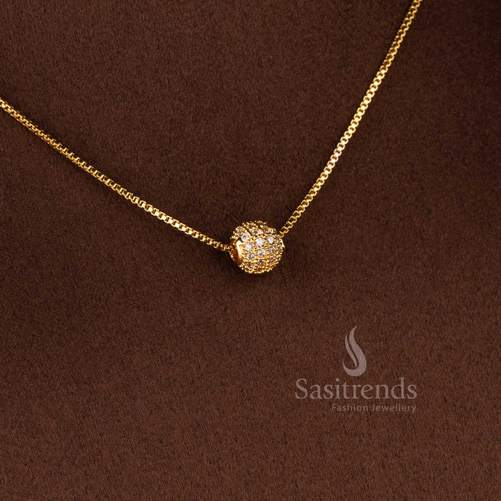 Micro Gold Plated AD Ball Chain Necklace with Real Gold Look Finish for Women, Elegant Daily Wear and Party Wear Jewellery - Sasitrends