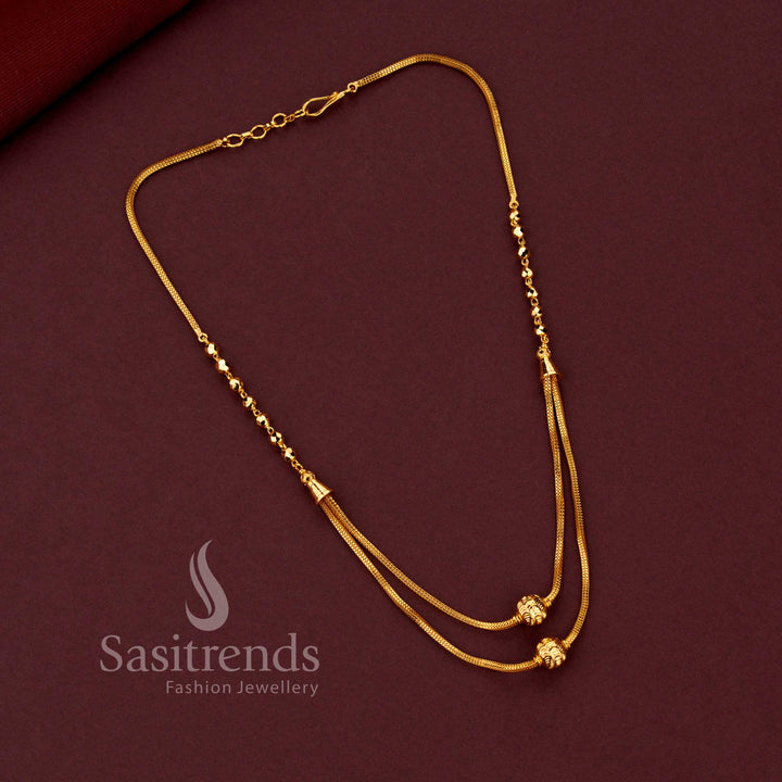 Traditional micro gold plated double layer beaded necklace chain guaranteed to look like real gold 