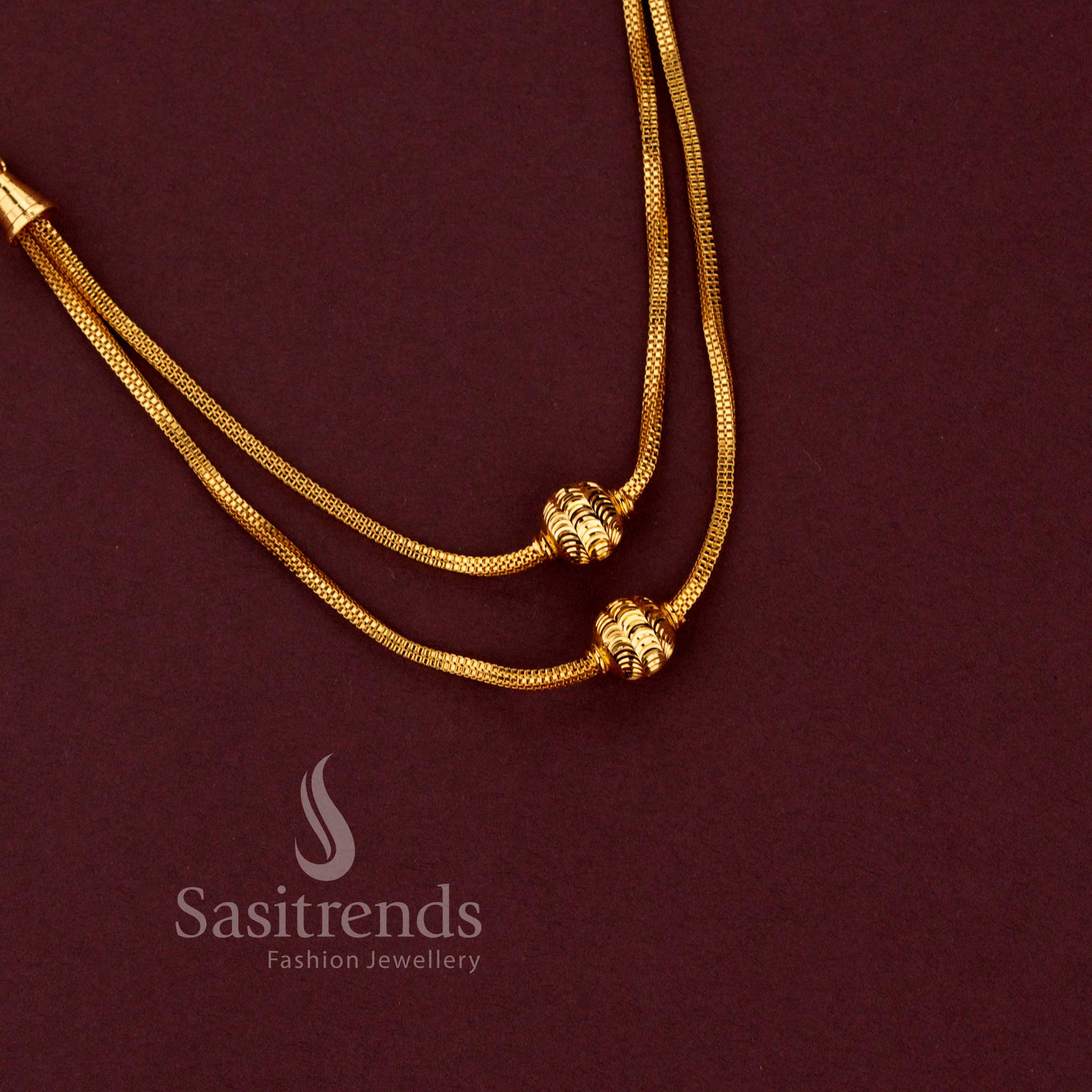 Ornate multi-strand micro gold plated step chain necklace designed for festive occasions and traditional styling - Sasitrends