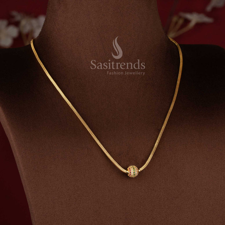 One Gram Micro Gold Plated Royal Spark AD Ball Chain Necklace - Sasitrends