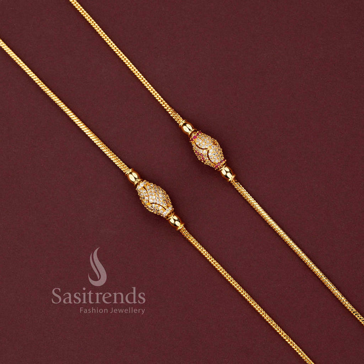 Micro Gold Plated AD Stone Designer Mugappu Chain for Women | Look Like Real Gold - Sasitrends