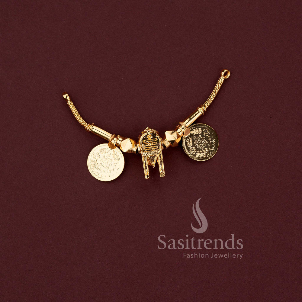 Micro gold plated lakshmi coin and tulsi mangalsutra thali pendant collection showcasing sivan pattai and naamam variants - Sasitrends