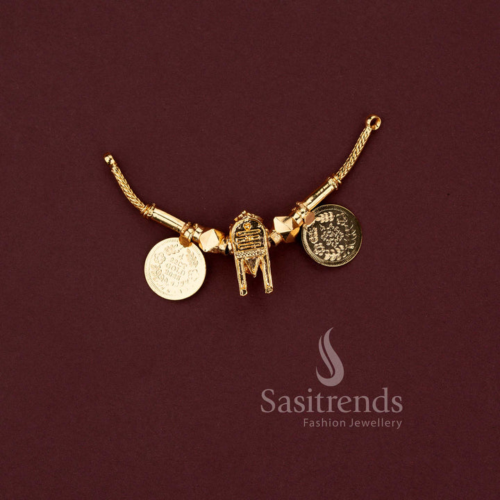 Micro gold plated lakshmi coin and tulsi mangalsutra thali pendant collection showcasing sivan pattai and naamam variants - Sasitrends