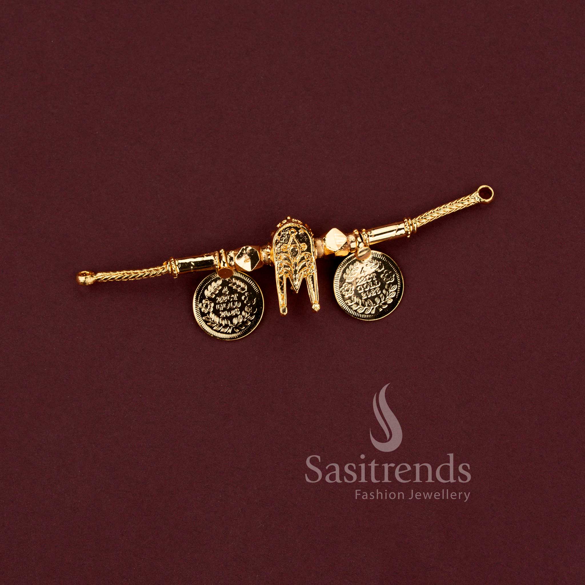 Micro gold plated lakshmi coin and tulsi mangalsutra thali pendant collection showcasing sivan pattai and naamam variants - Sasitrends