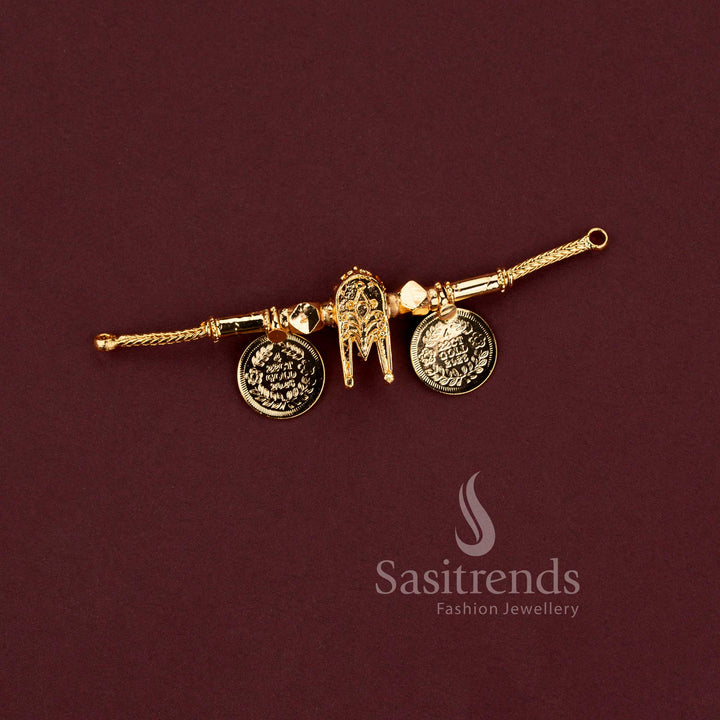 Micro gold plated lakshmi coin and tulsi mangalsutra thali pendant collection showcasing sivan pattai and naamam variants - Sasitrends