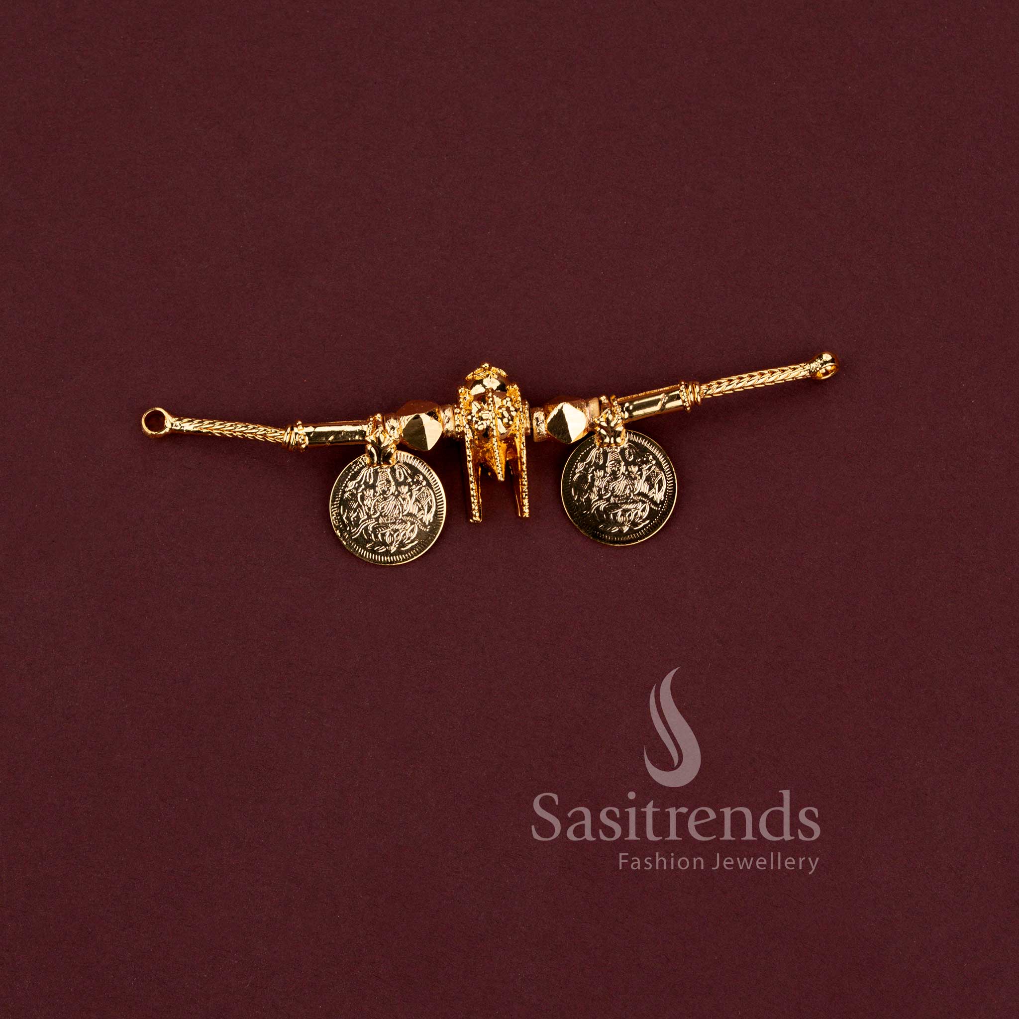 Traditional south indian micro gold plated thali pendants in  lakshmi coin designs - Sasitrends.