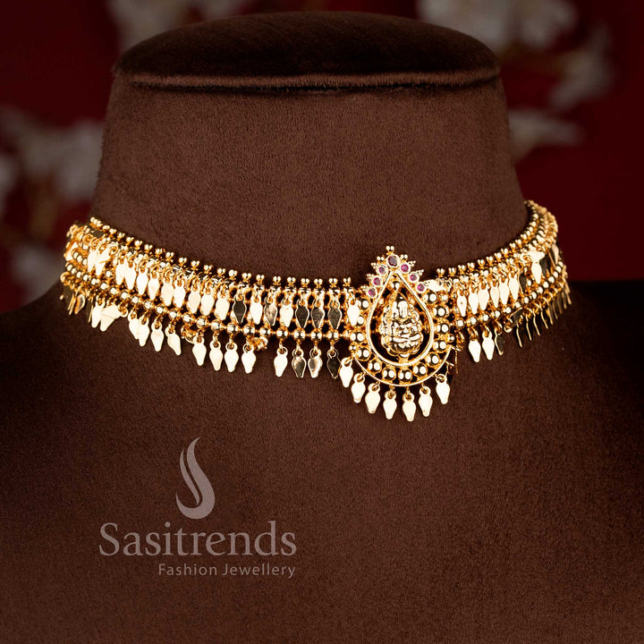 Micro Gold Plated Traditional Lakshmi Motif Elakkathali Choker Kerala Style Necklace | Looks Like Real Gold - Sasitrends