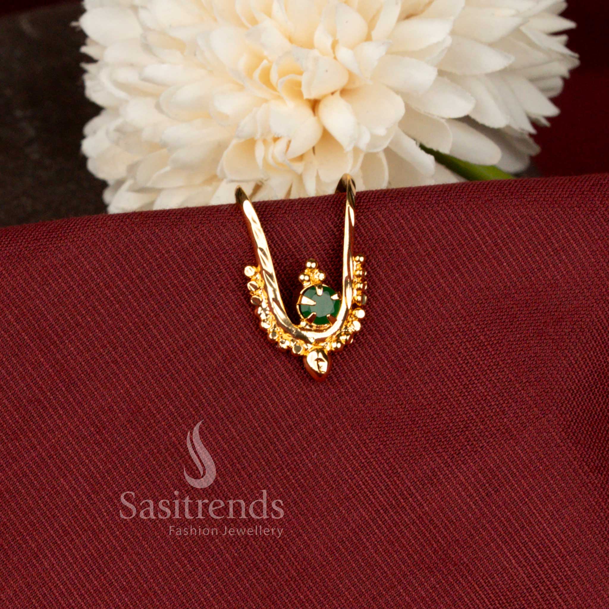 Elegant Guaranteed Micro Gold Plated American Diamond Vanki Finger Ring for Traditional and Festive Wear - Sasitrends