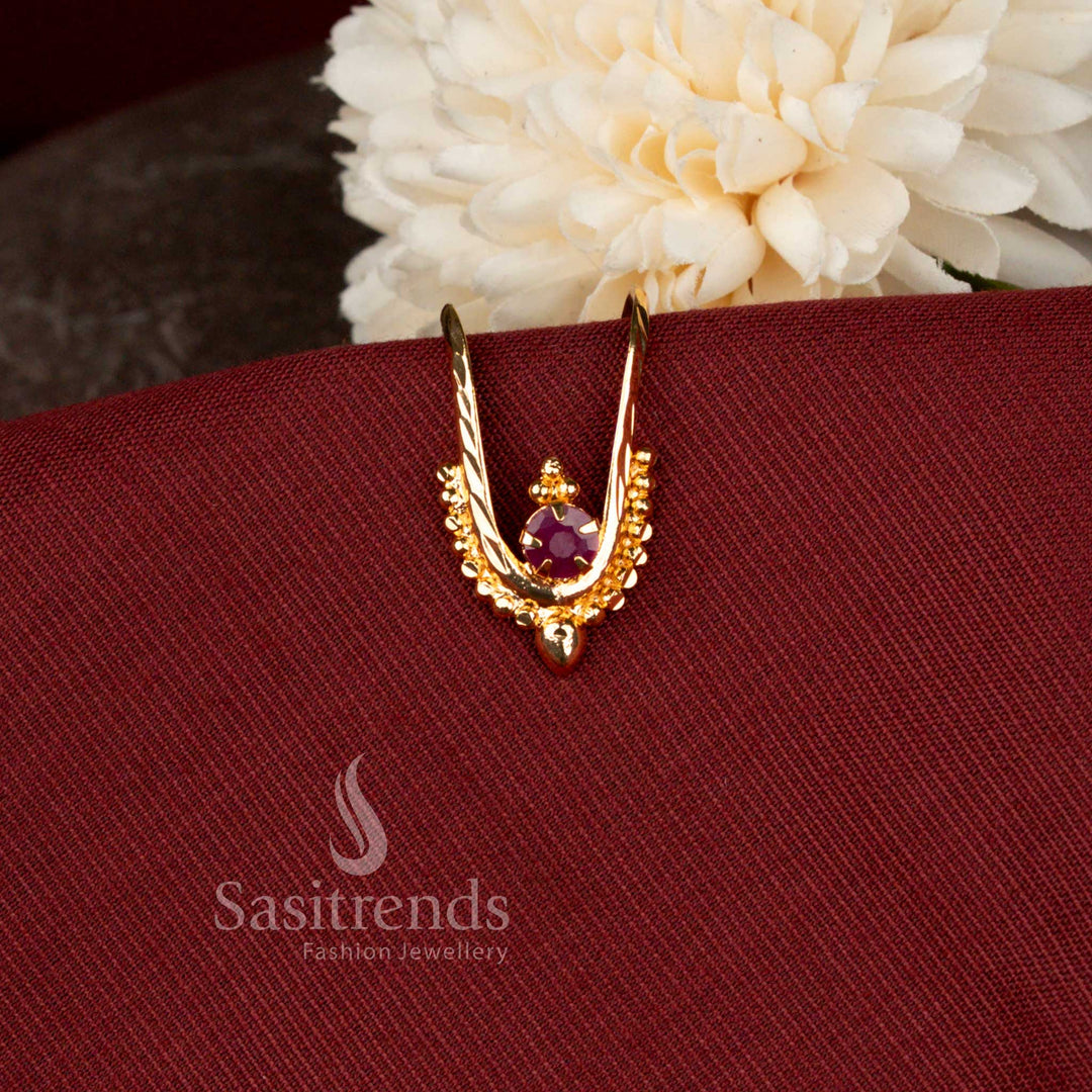 Guaranteed Micro Gold Plated American Diamond Single Stone Vanki Ring for Women | Look Like Real Gold - Sasitrends