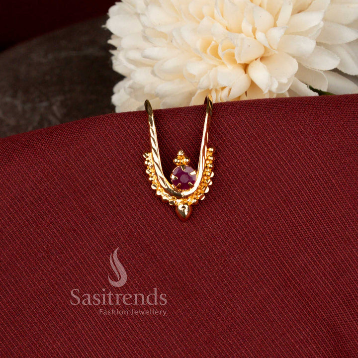 Guaranteed Micro Gold Plated American Diamond Single Stone Vanki Ring for Women | Look Like Real Gold - Sasitrends