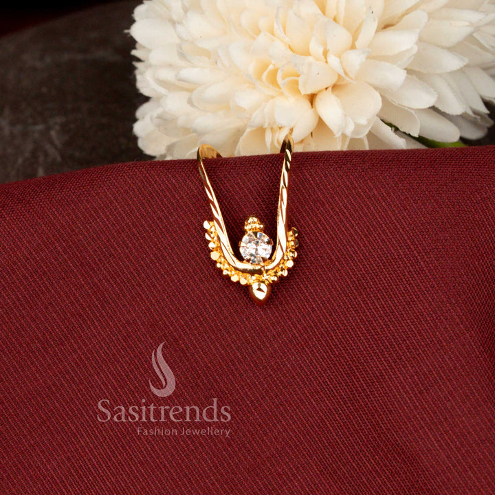 Elegant Guaranteed Micro Gold Plated American Diamond Vanki Finger Ring for Traditional and Festive Wear - Sasitrends