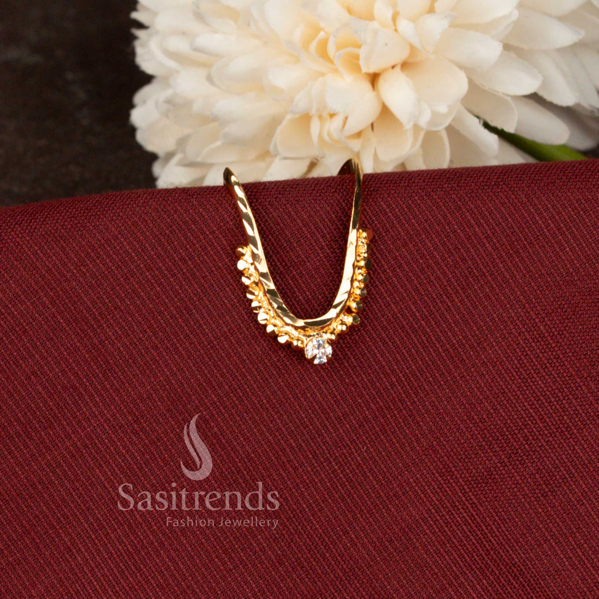 Elegant Guaranteed Micro Gold Plated American Diamond Vanki Finger Ring for Traditional and Festive Wear - Sasitrends