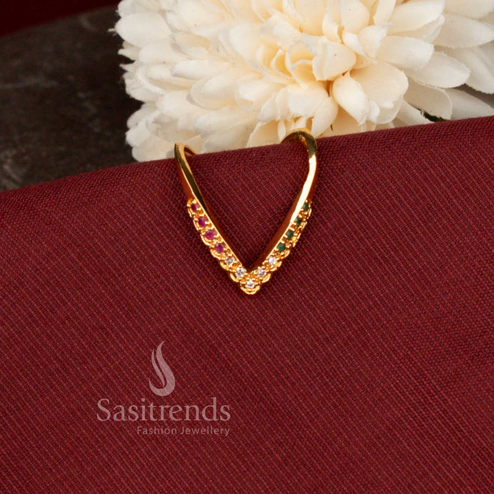 Guaranteed Micro Gold Plated American Diamond Vanki Designer Ring for Women - Sasitrends
