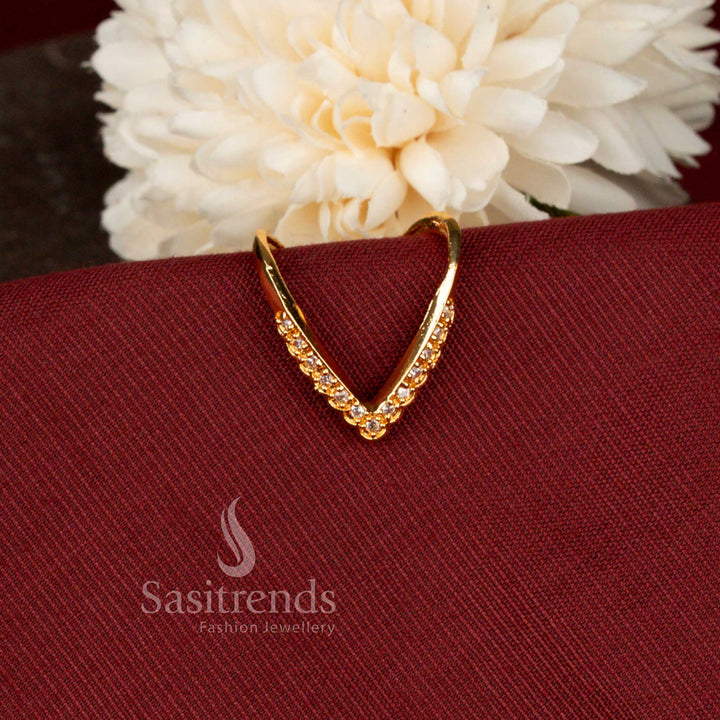 Guaranteed Micro Gold Plated American Diamond Vanki Designer Ring for Women - Sasitrends