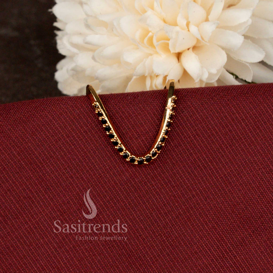 Micro Gold Plated American Diamond Curved V Designer Ring for Women - Sasitrends