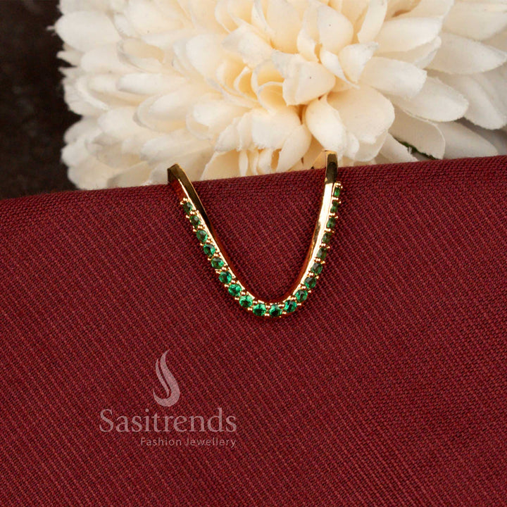 Micro Gold Plated American Diamond Curved V Designer Ring for Women - Sasitrends