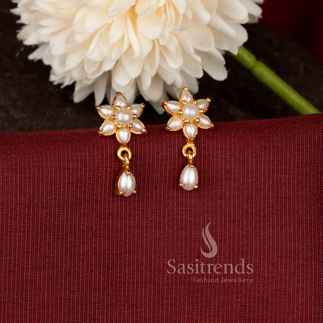 Elegant Designer Drop Earrings Crafted with Star Inspired Floral American Diamond Pattern - Sasitrends