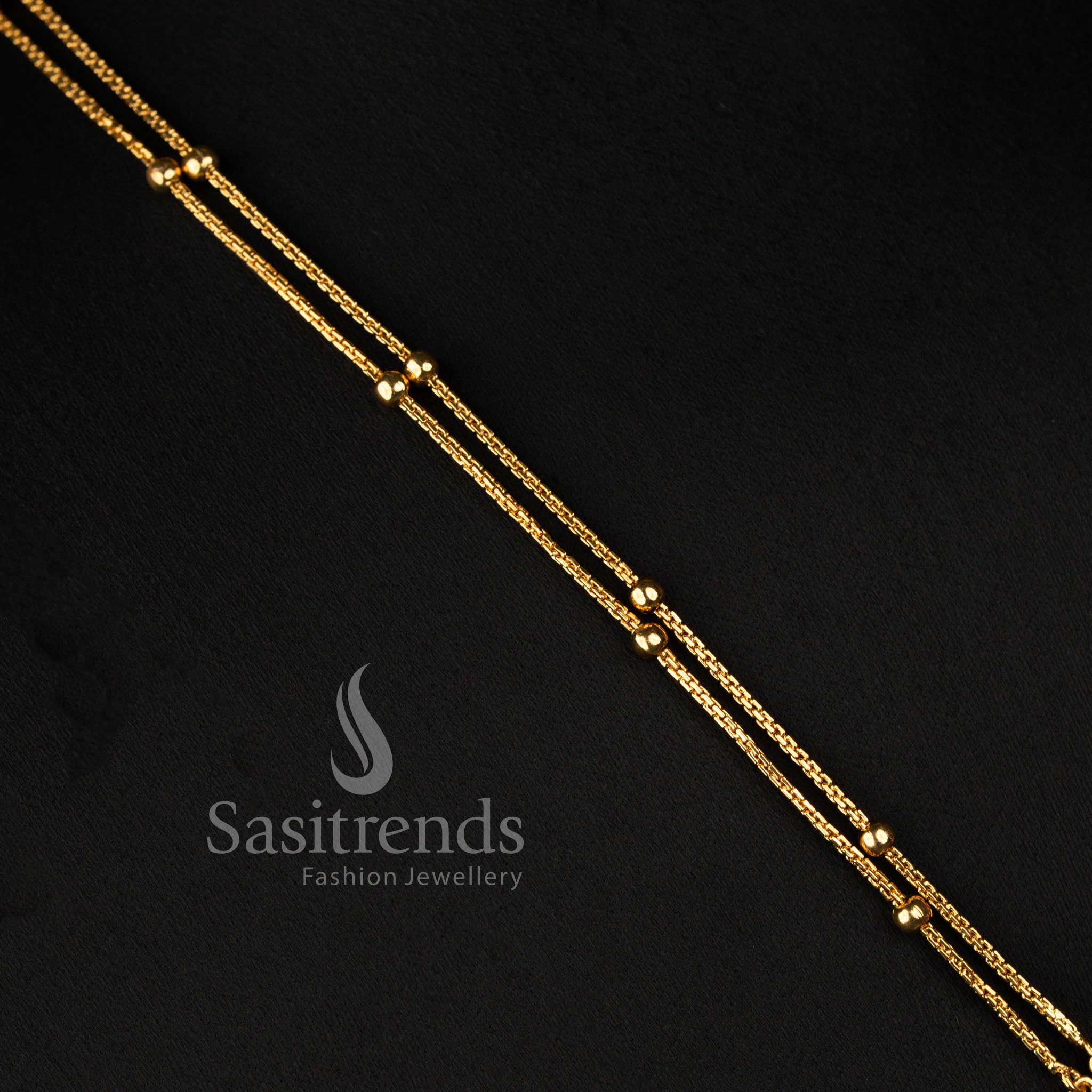 Matte Gold Plated American Diamond Two Layer Blossom Flower Long Necklace Jewellery Set - Sasitrends