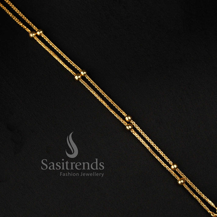 Matte Gold Plated American Diamond Two Layer Blossom Flower Long Necklace Jewellery Set - Sasitrends