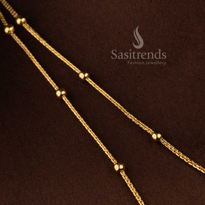 Elegant two layer temple matte finish long necklace with geometric and peacock detailing - Sasitrends