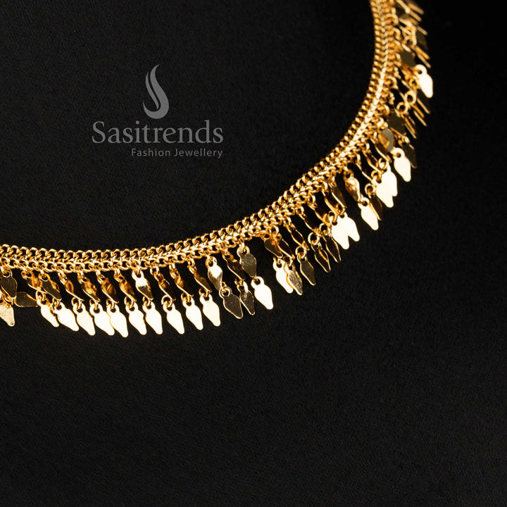 Micro Gold Plated Traditional Elachi Necklace with Delicate Dangling Motifs - Sasitrends
